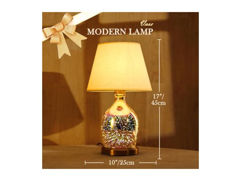 LED Modern Glass Desk Lamp For Living Room Bedroom Office Bulbs Included image number 1
