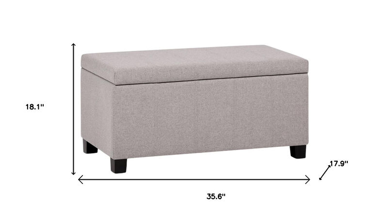 HomeRoots 36" Light Gray and Dark Brown Faux Linen and Solid Wood Upholstered Storage Bench With Flip Top image number 6