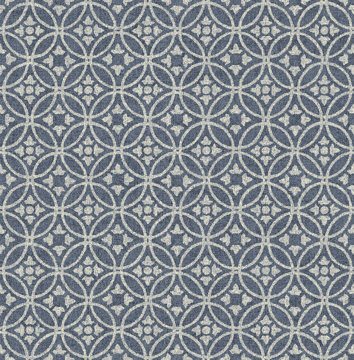 Larsson Indigo Ogee Wallpaper