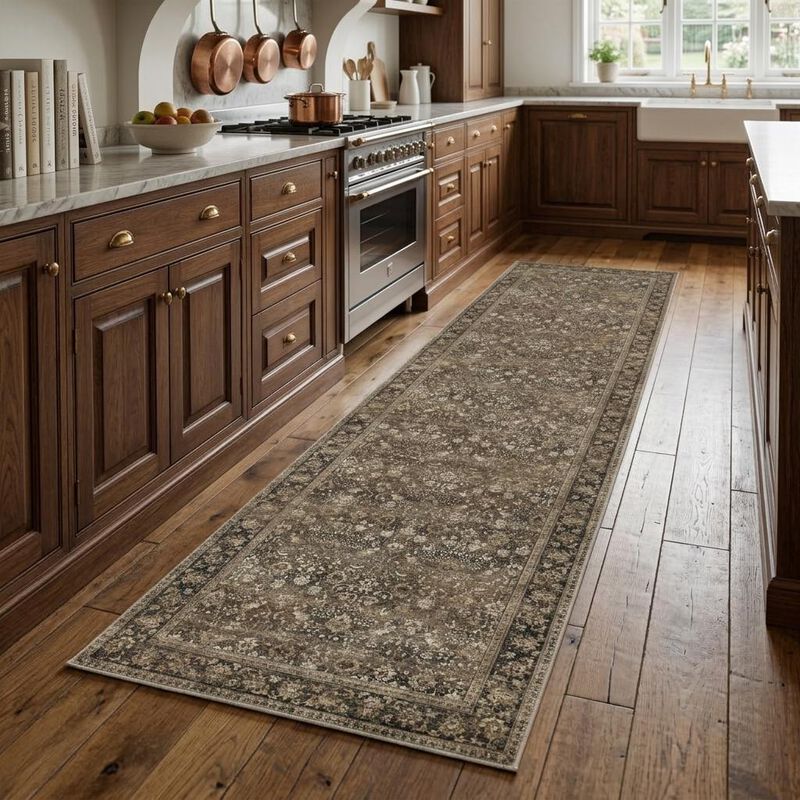 HomeRoots Floral Medallion Washable Runner Rug image number 1