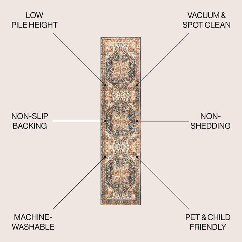 Chapell Chenille Traditional Medallion Machine-Washable Area Rug