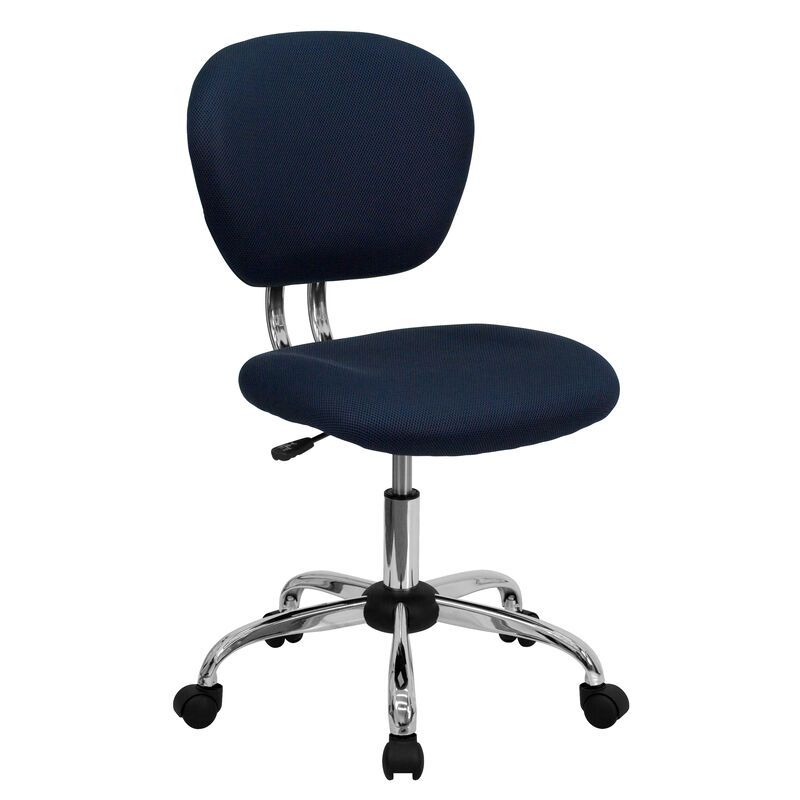 Beverly Mid-Back Navy Mesh Padded Swivel Task Office Chair with Chrome Base image number 0
