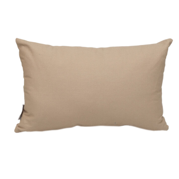 HomeRoots 12" X 18" Beige Cotton Lumbar Throw Pillow