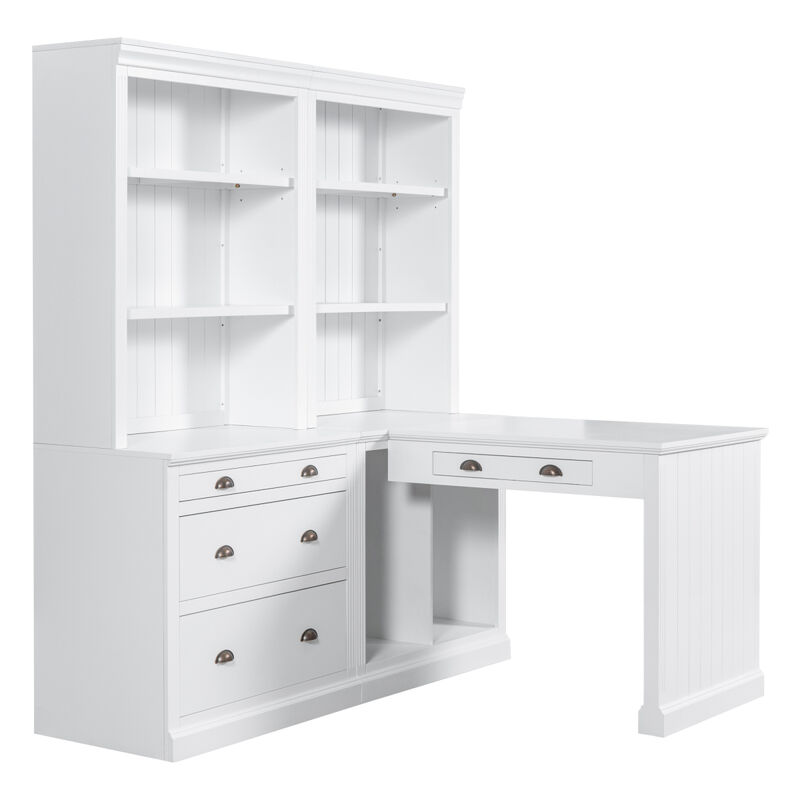83.4"Tall Bookshelf & Writing Desk Suite, Modern Bookcase