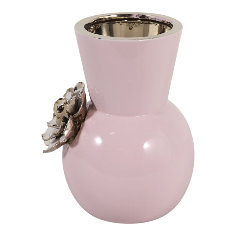 9x7" Flower Applique Vase, Blush/white image number 5