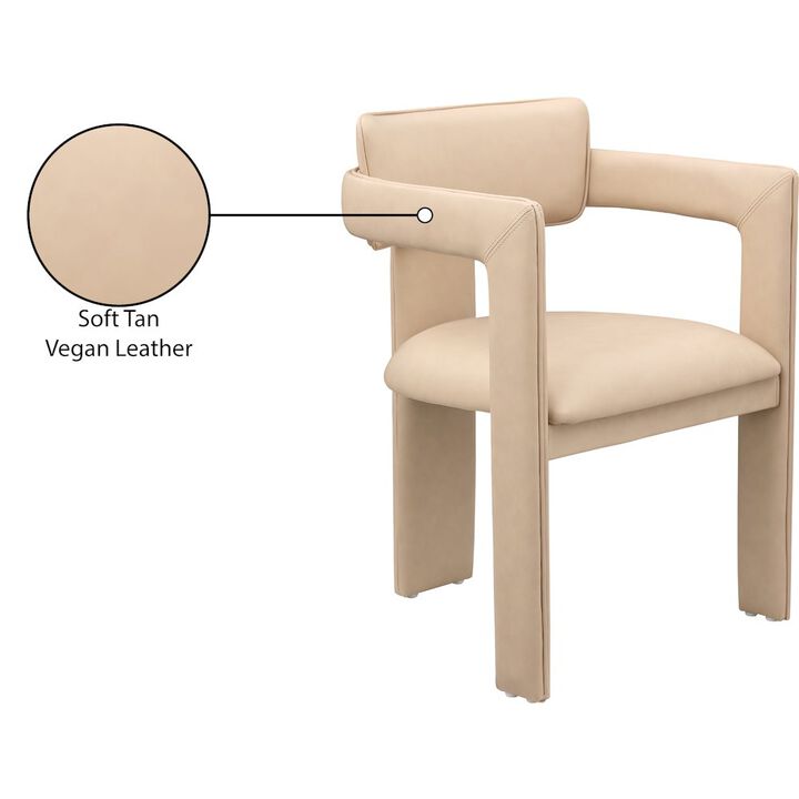 Meridian Furniture Brenda Tan Vegan Leather Dining Chair, Set of 2