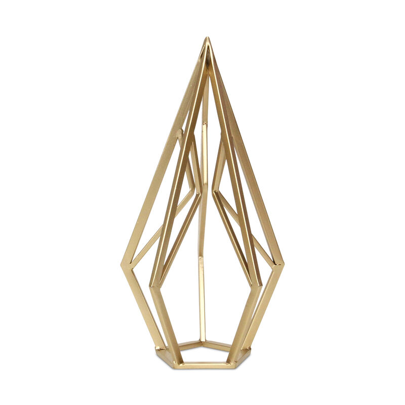 HomeRoots 14" Gold Metal Open Geometric Tabletop Sculpture image number 4