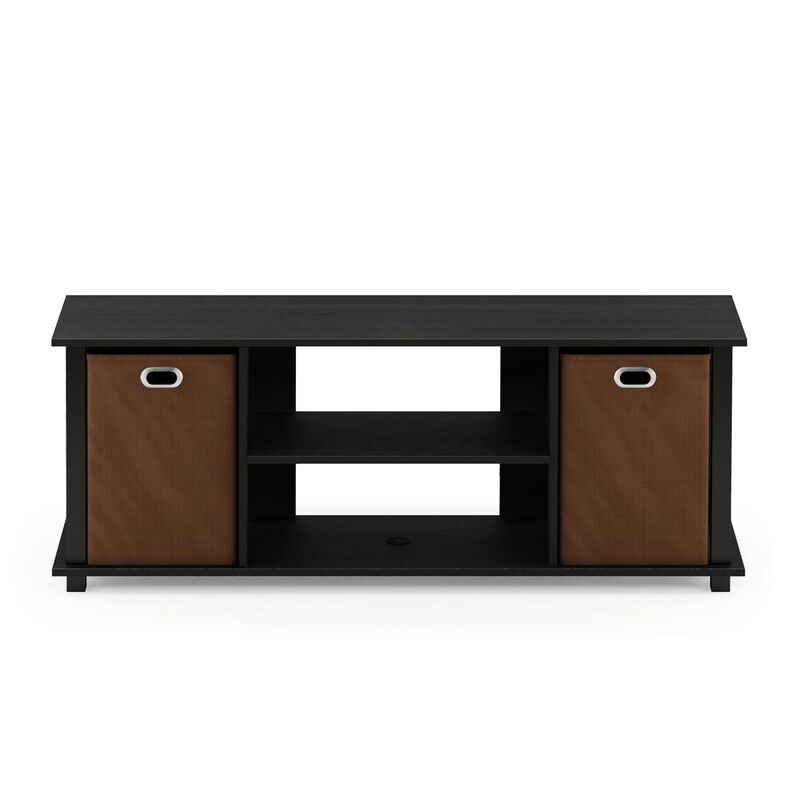 Econ Entertainment Center w/Storage Bins, Americano/Black/Medium Brown