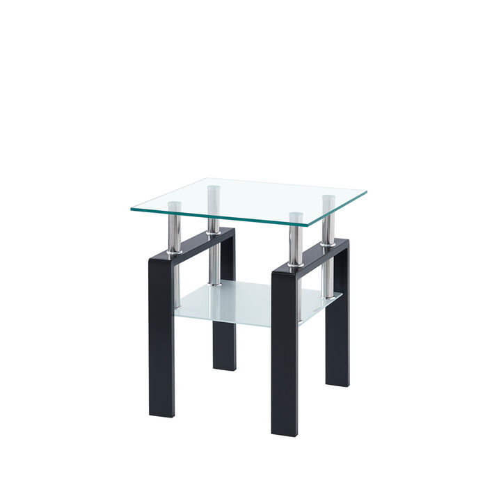 Streamdale Clear Glass End Table with Storage