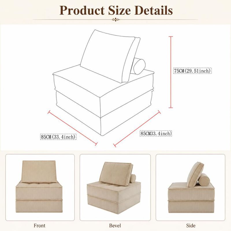GOODSILO Modular Single Seater Sofa with DIY Multi-Combination Design, Skin-Friendly Fabric for Living Room image number 1