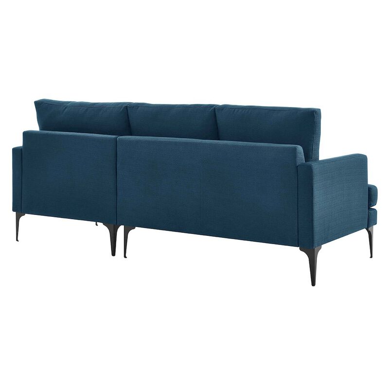 Modway Evermore Right-Facing Metal and Fabric Sectional Sofa in Azure Blue image number 3