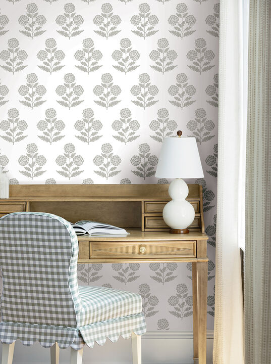Souci Grey Marigolds Wallpaper