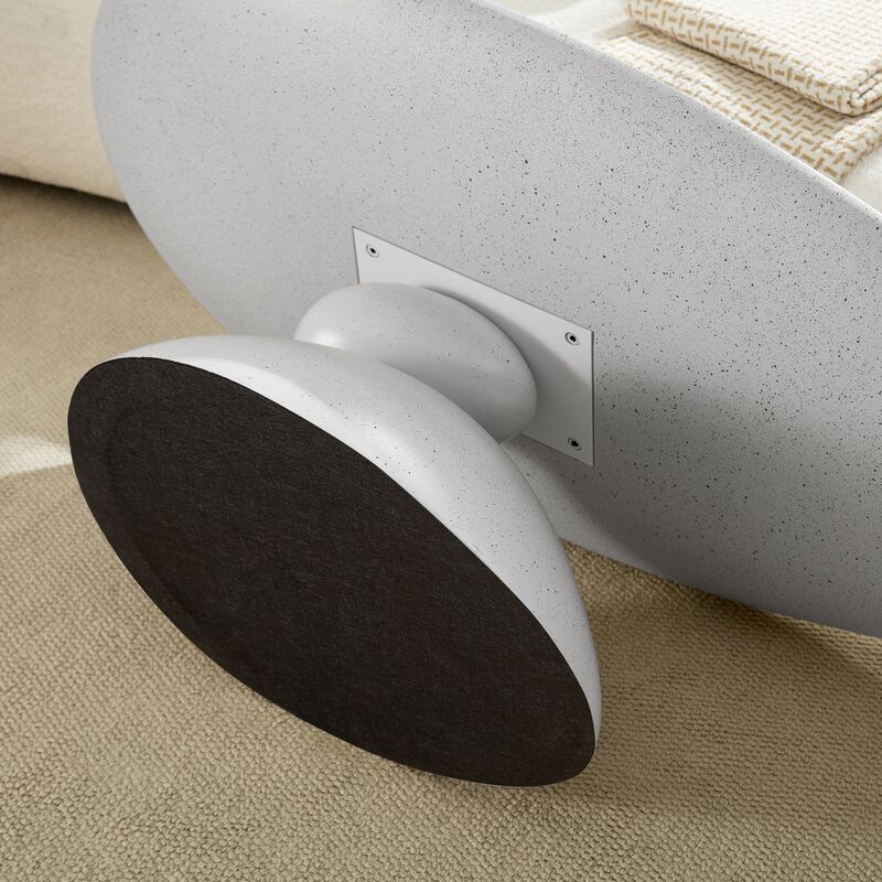 47.27 Inch Lucky Stone Oval Coffee Table Modern Minimalist Fiberglass Center Table image number 8