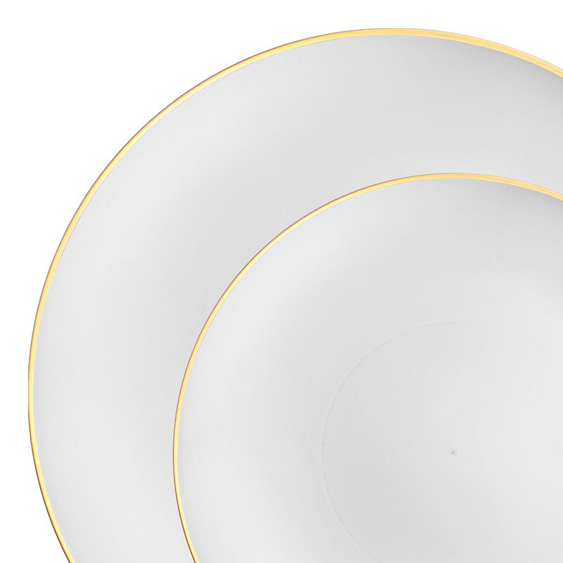 White with Gold Rim Organic Round Plastic Dinnerware Value Set (40 Sets) image number 9