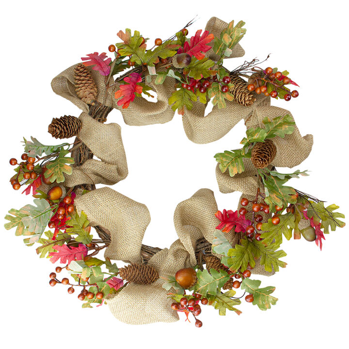 Berry and Pine Cones Artificial Thanksgiving Wreath - 18-Inch  Unlit