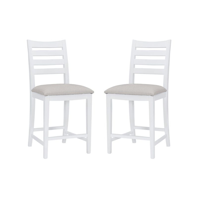 Linon Flynn Counter Stool White Upholstered Set Of 2 image number 7