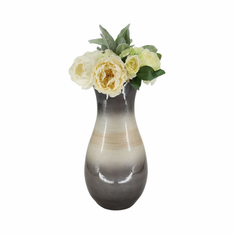 Glass 18" Vase With Metal Rim image number 1