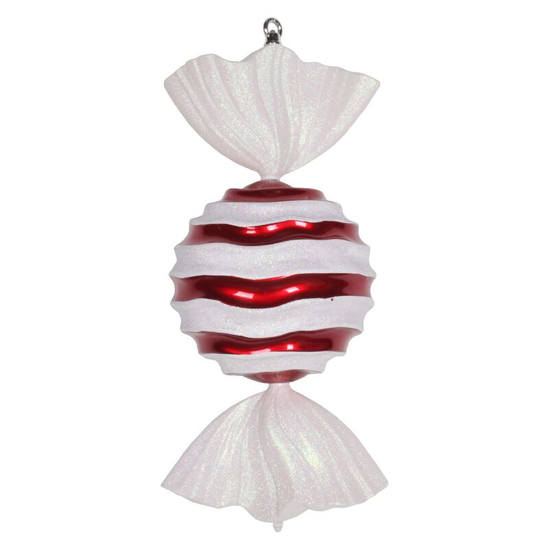 Vickerman 18.5" Red-White Striped Wave Candy Christmas Ornament image number 0