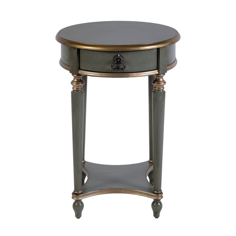 Butler Specialty Jules 17.5 in. W Round Wood 1 Drawer End Table,Lower Open Shelf, Pastel Green image number 4