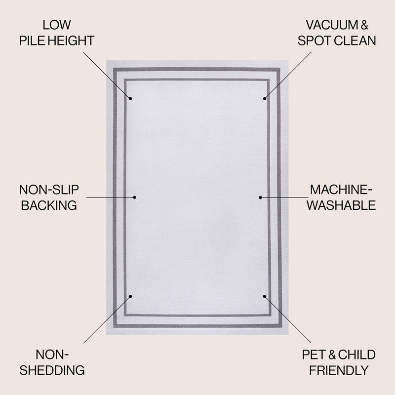 Sloane Classic 2-Stripe Border Washable Area Rug