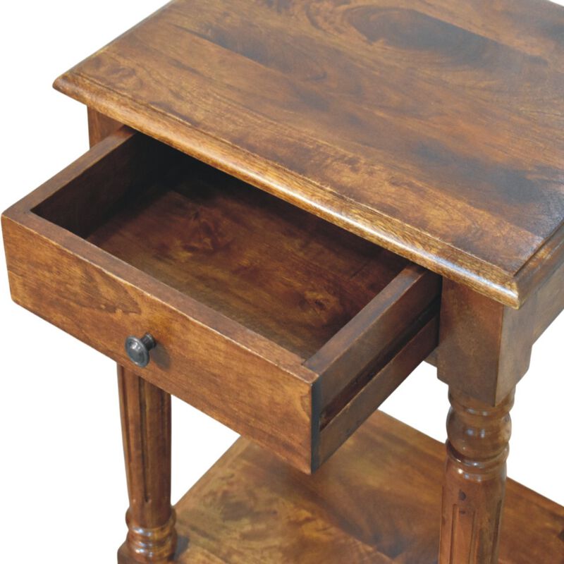 Artisan Furniture Solid Wood Turned legs Chestnut 1 Drawer Side Table