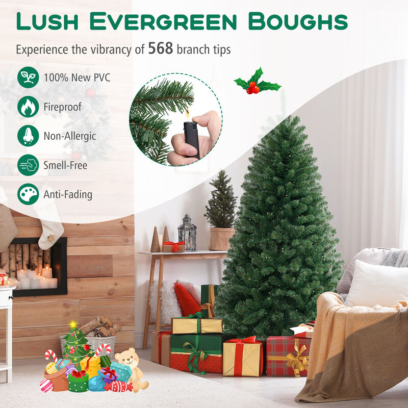 Artificial Christmas Tree with Branch Tips and  LED Lights