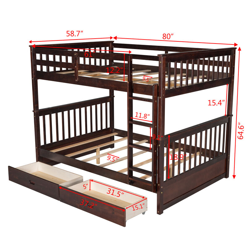 Merax Bunk Bed with Ladders and Two Storage Drawers