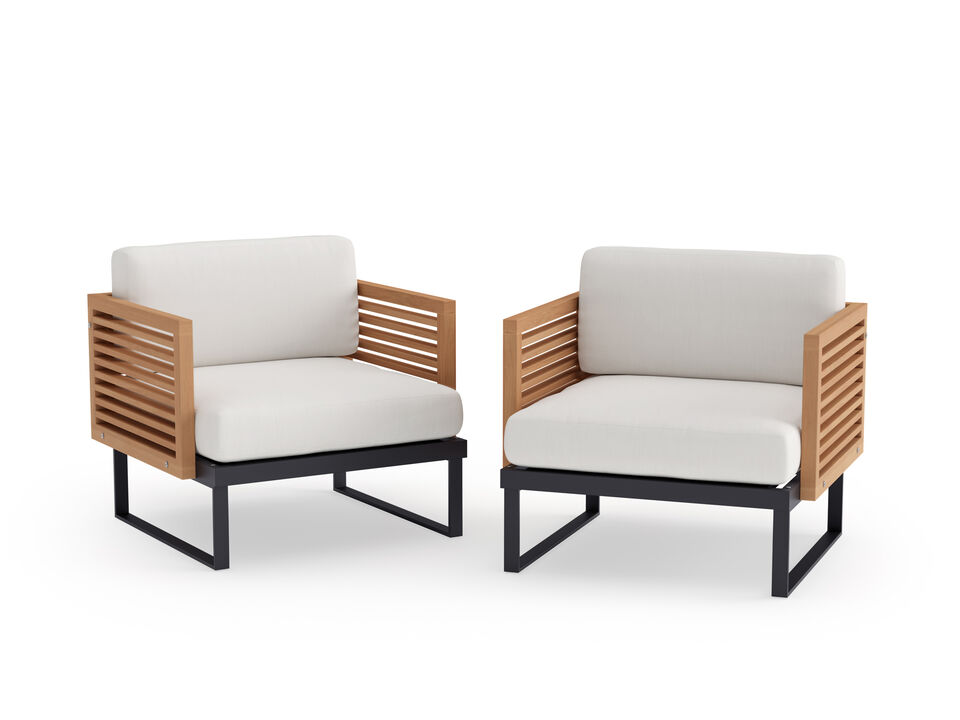 Monterey Chat Chair - Stainless Steel and Teak (Set of 2)
