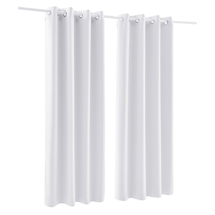 Blackout Curtains 2 Panels White Room Darkening Grommet Drapes