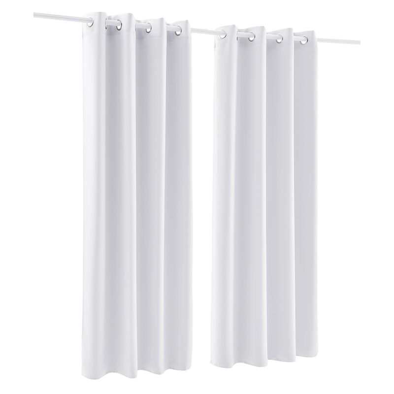Blackout Curtains 2 Panels White Room Darkening Grommet Drapes image number 0