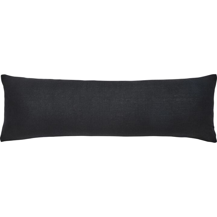40" Black Textured Solid Rectangular Lumbar Pillow