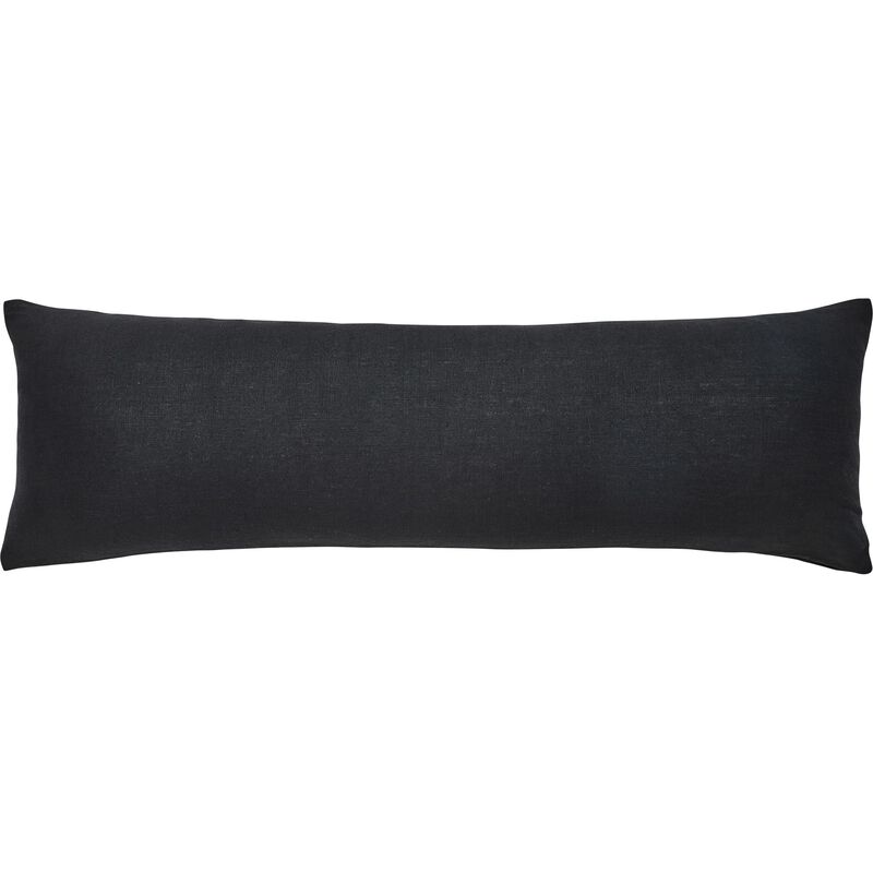 40" Black Textured Solid Rectangular Lumbar Pillow