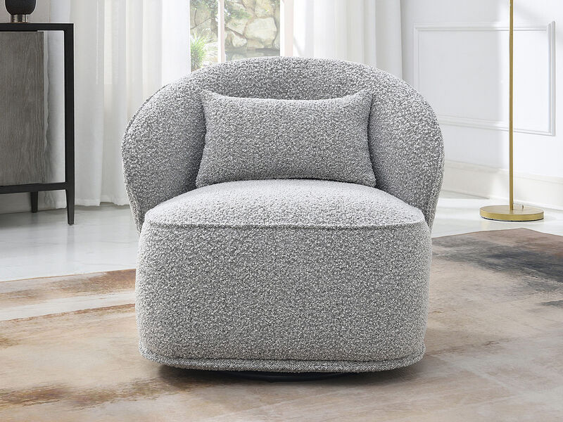 Laura Boucle Swivel Barrel Chair image number 1