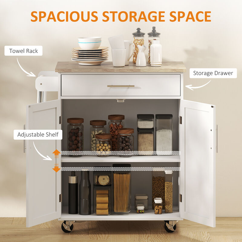 Hivvago Rolling Kitchen Cart with Solid Wood Top and Storage image number 3