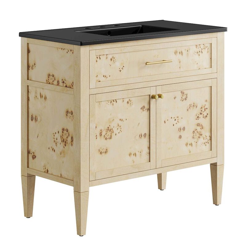 Modway Elysian 36" Wood Bathroom Vanity in Black Burl with Ceramic Sink Basin image number 0