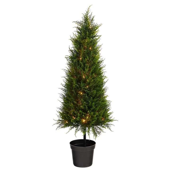Nearly Natural 3.5-ft Cypress Artificial Tree with 350 LED Lights UV Resistant (Indoor/Outdoor)