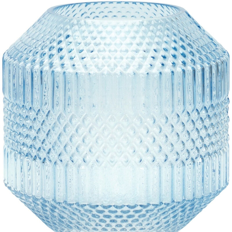 Hivvago 8 Inch Pale Blue Geometric Cylinder Glass Table Vase