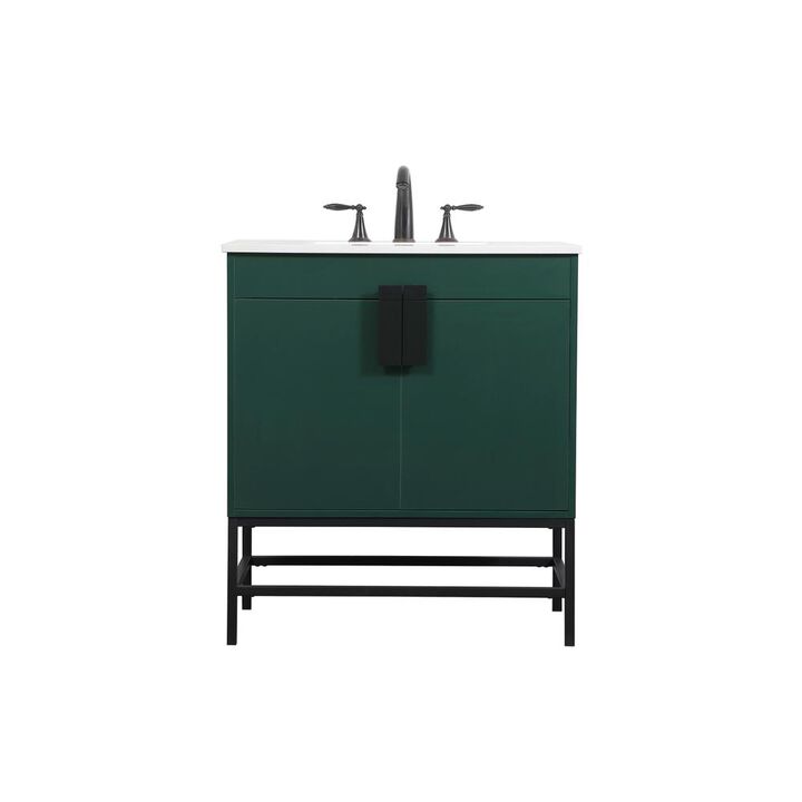Elegant Kitchen and Bath 30 inch Single bathroom vanity in green