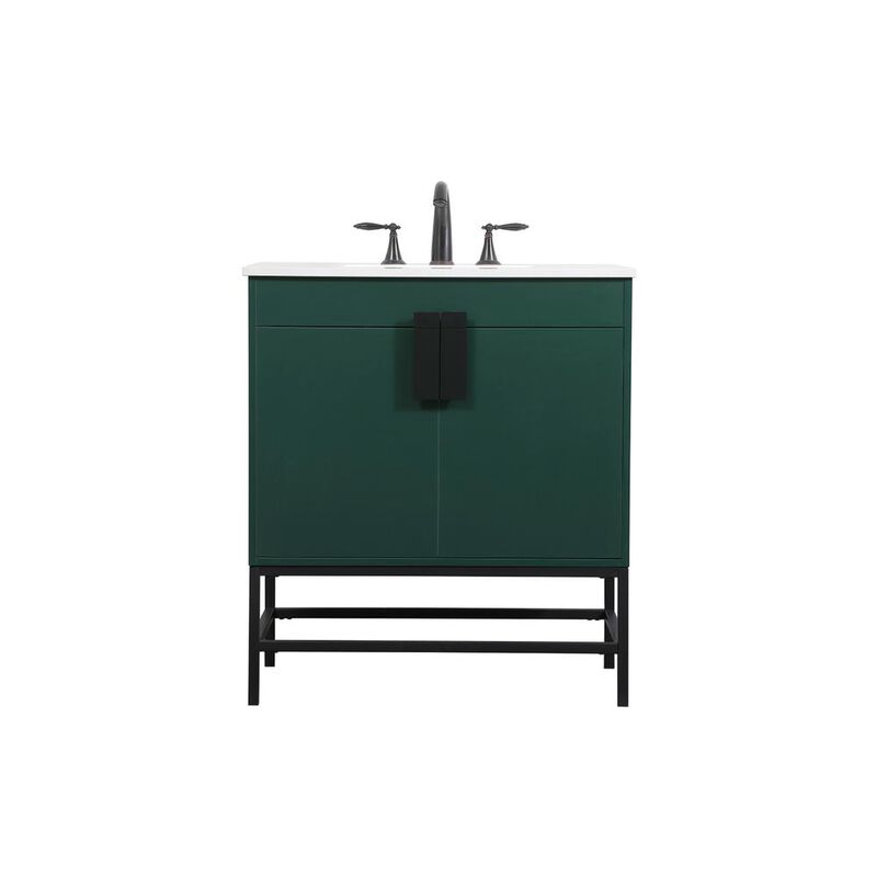 Elegant Kitchen and Bath 30 inch Single bathroom vanity in green