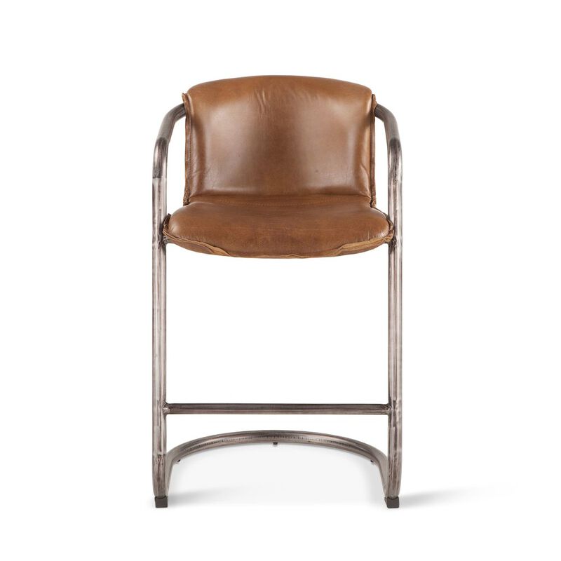 World Interiors Chiavari Leather Counter Chair in Chestnut