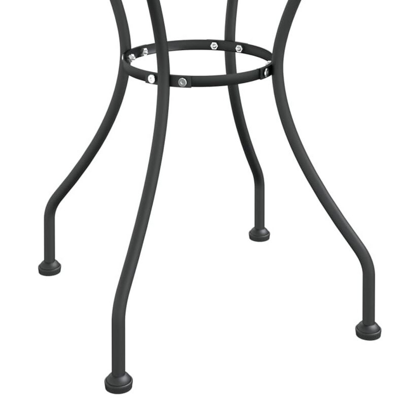 Yoko Outdoor Breakfast Table, Dark Gray Mesh Iron, Round 32 Inch Top - Benzara