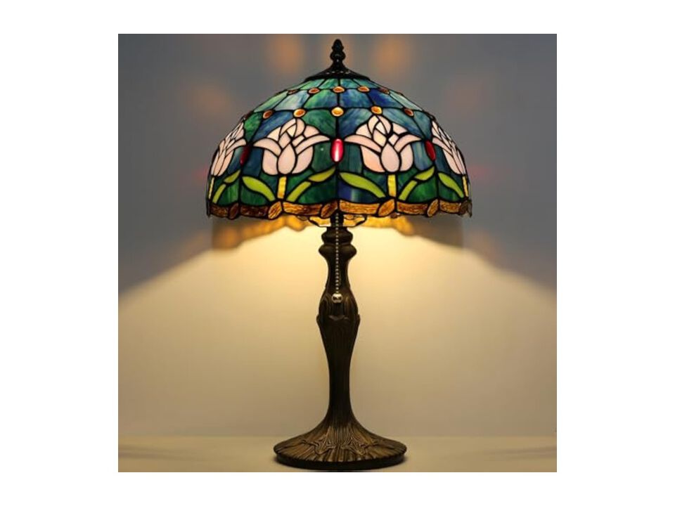 Tiffany Style Stained Glass Table Lamp For Living Room Bedroom Office Pink