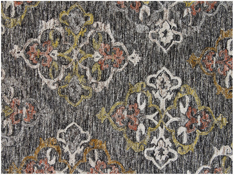 HomeRoots 5' X 8' Charcoal Abstract Geometric Hand Tufted Non Skid Area Rug image number 0