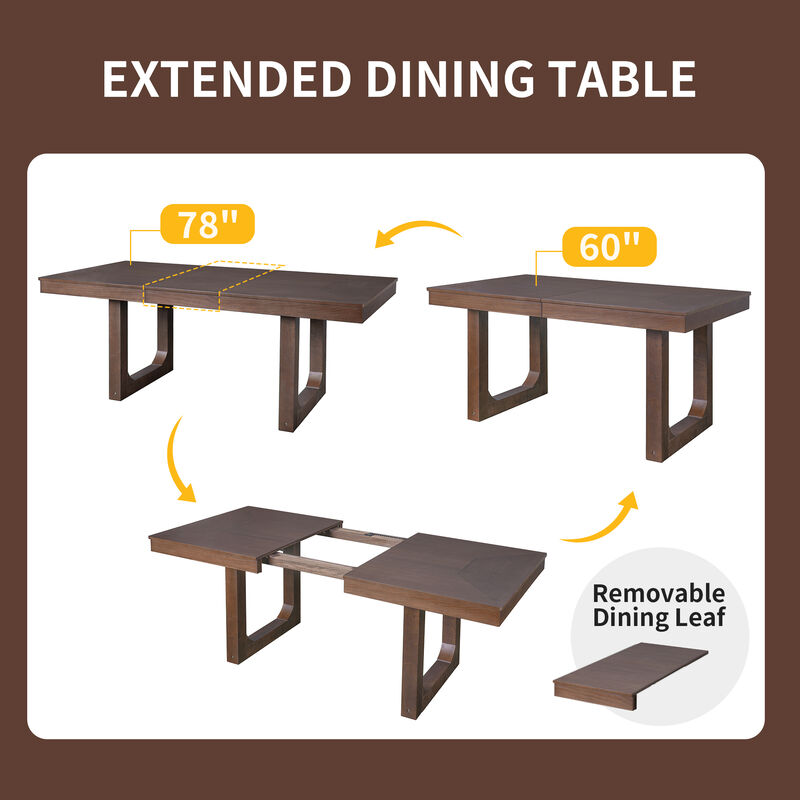 Merax Farmhouse 7-Piece Extendable Dining Set image number 5