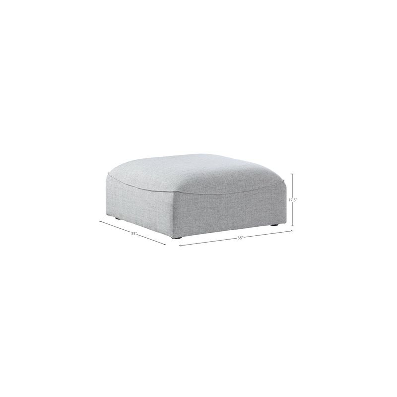 Meridian Furniture Miramar Grey Durable Linen Textured Ottoman