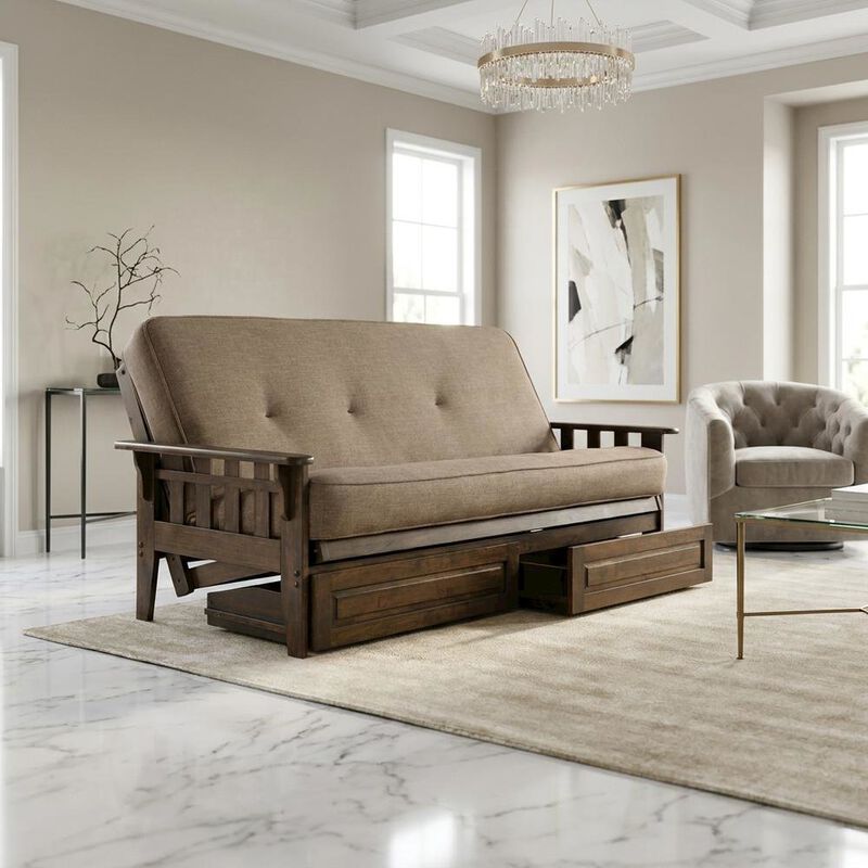 Tucson Frame-Rustic Walnut Finish-Linen Stone Mattress-Storage Drawers image number 8