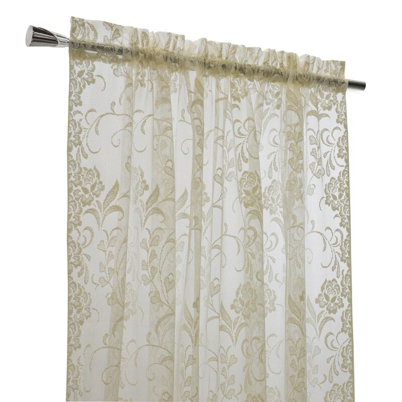Habitat Limoges Sheer Rod Pocket Timeless and Naturalistic Floral Designs Selvedge Sides Curtain Panel Ivory image number 3