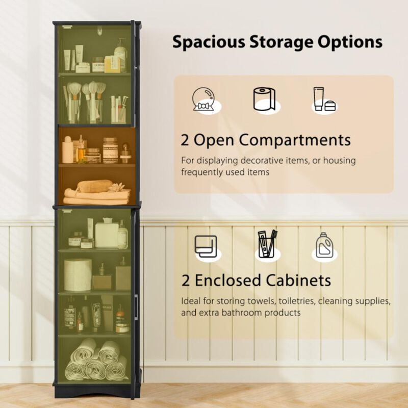 Hivvago Tall Bathroom Cabinet Freestanding Storage Cabinet with 5 Adjustable Shelves