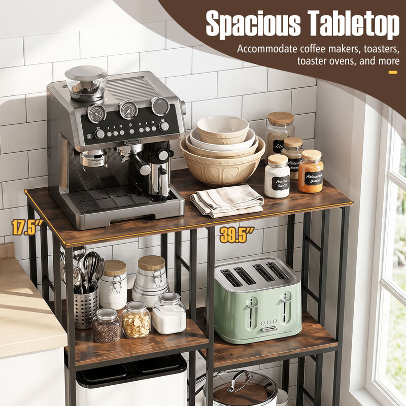 4-Tier Kitchen Storage Bakers Rack Heavy-Duty Metal Shelf Organizer Unit image number 4