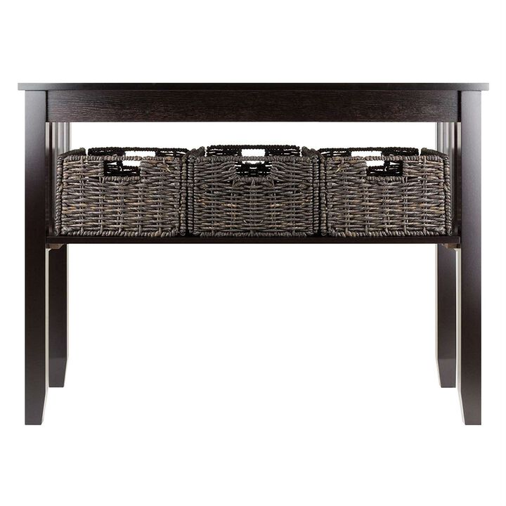 2-Tier Console Table for Entryway Hall with 3 Storage Baskets – Elegant Storage Solution
